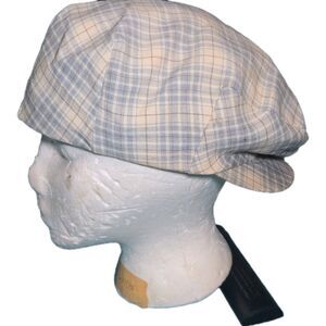 Vintage Mens Newsboy Flat Cap Plaid Made USA Medium 1940s 1950s